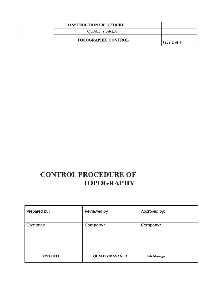 Topographic Control Procedure Guide | PDF | Surveying | Topography