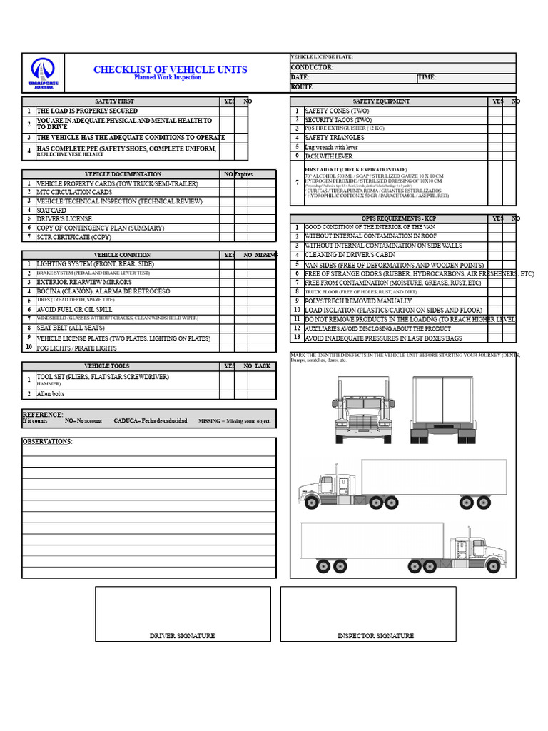 Vehicle Units Check List 2017 | PDF | Truck | Tire