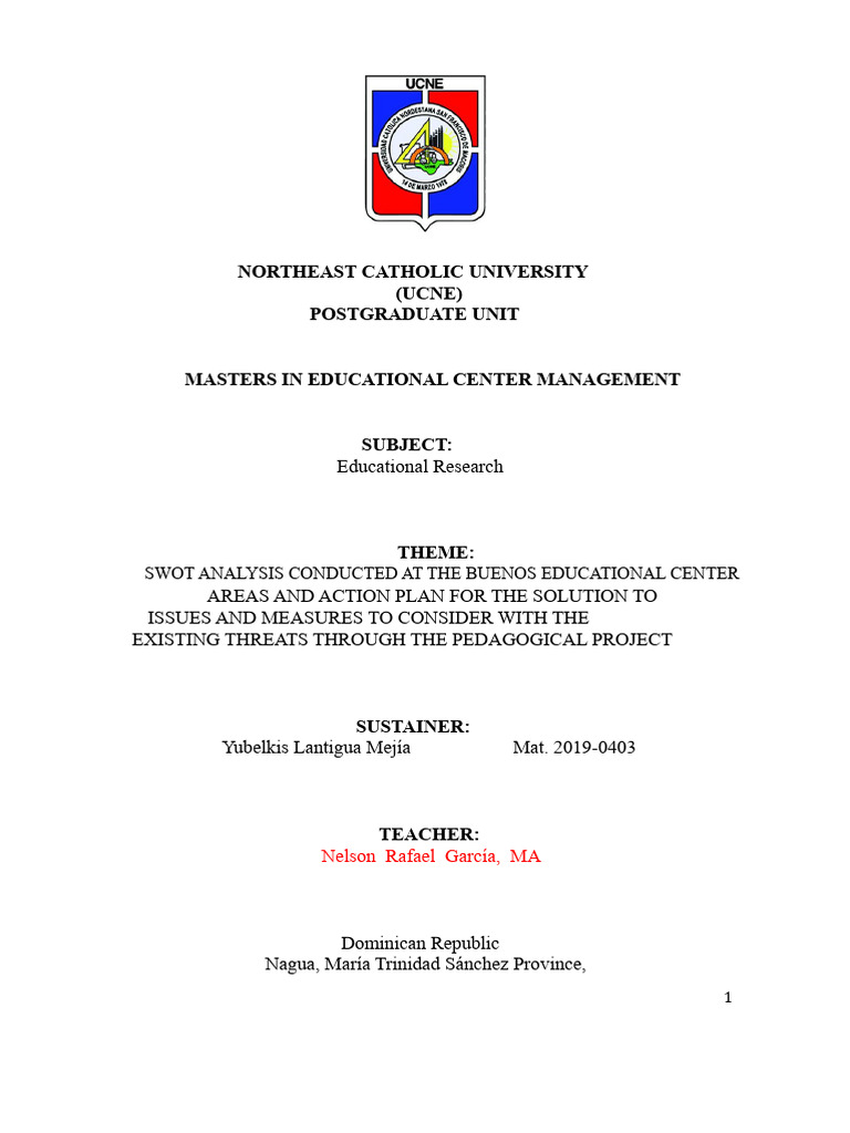 SWOT Analysis of Buenos Educational Center | PDF | Educational ...