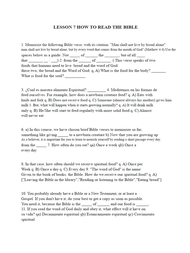 Lesson 7 How To Read The Bible | PDF | Bible | Religious Belief And ...