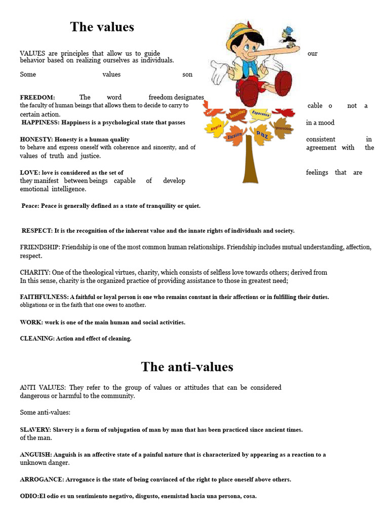Values and Anti-Values | PDF | Love | Peace