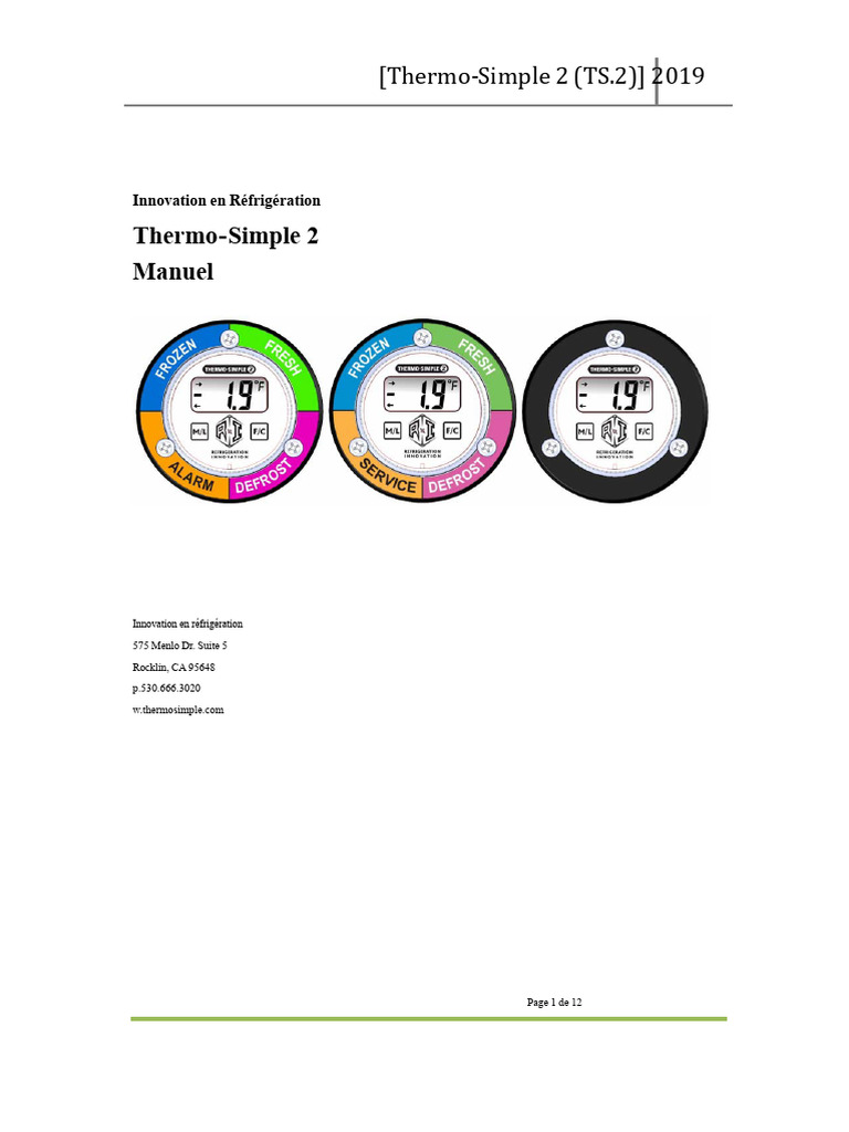 Manuel d'utilisation Thermo-Simple 2 | PDF | Interrupteur | Diode ...