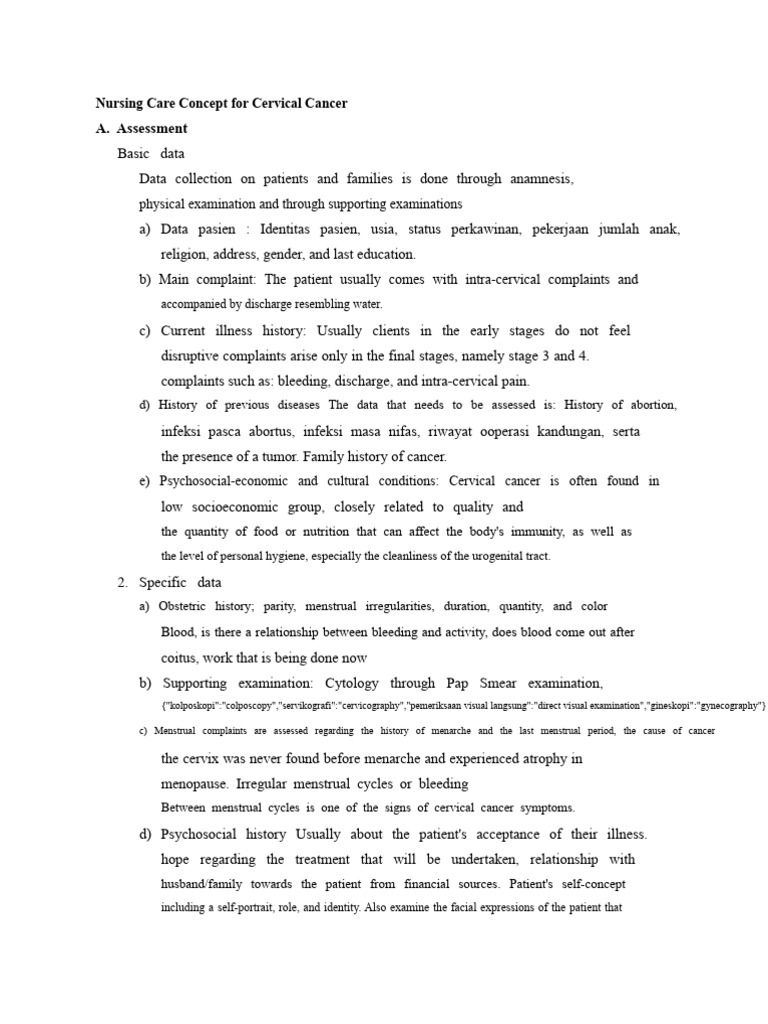 Nursing Care for Cervical Cancer Patients | PDF | Pain | Cervical Cancer