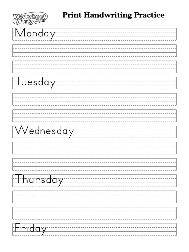 WorksheetWorks Print Handwriting Practice 4 | PDF