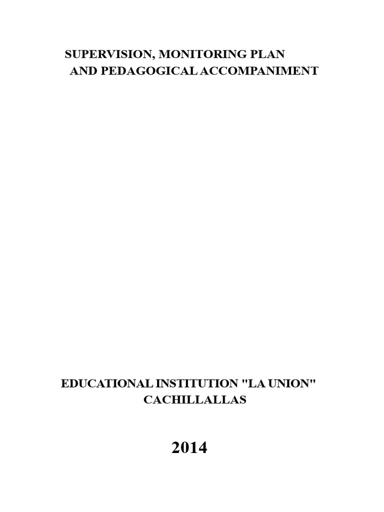 2014 Supervision Plan for La Unión School | PDF | Teachers | Pedagogy