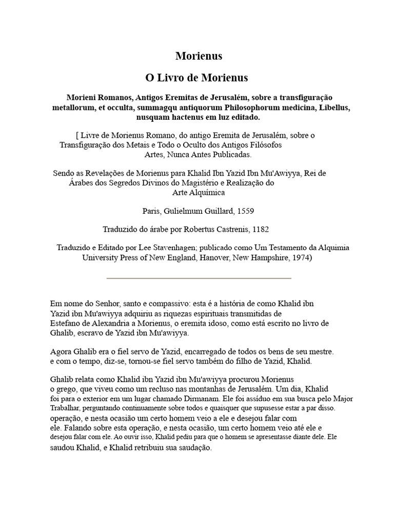 Revelações de Morienus sobre Alquimia | PDF | Deus | Tempo