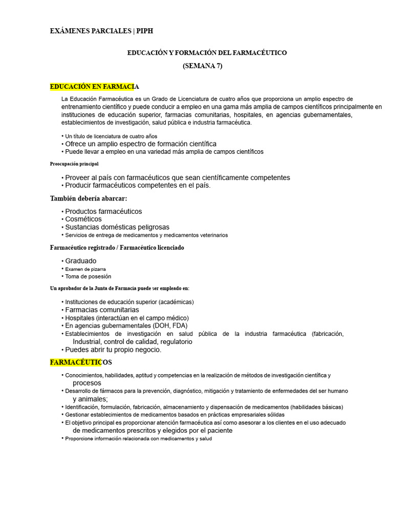 Revisor de Piph Examen de Mitad de Período | PDF | Farmacéutico | Farmacia