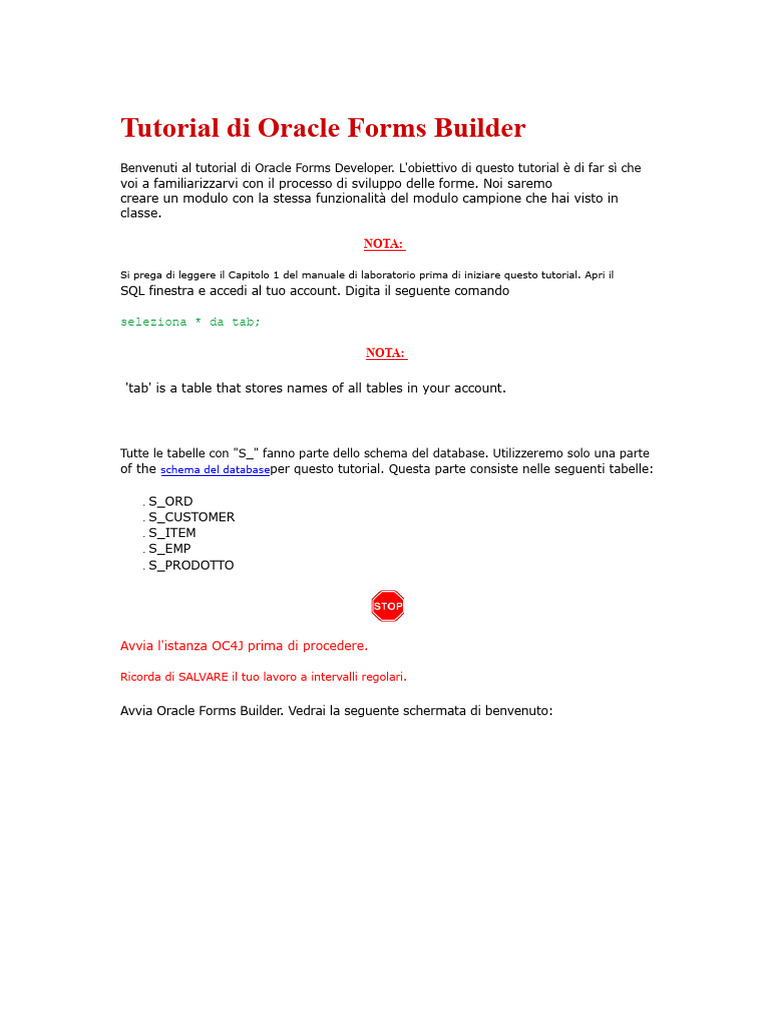 Tutorial Per Sviluppatori Oracle Forms | PDF