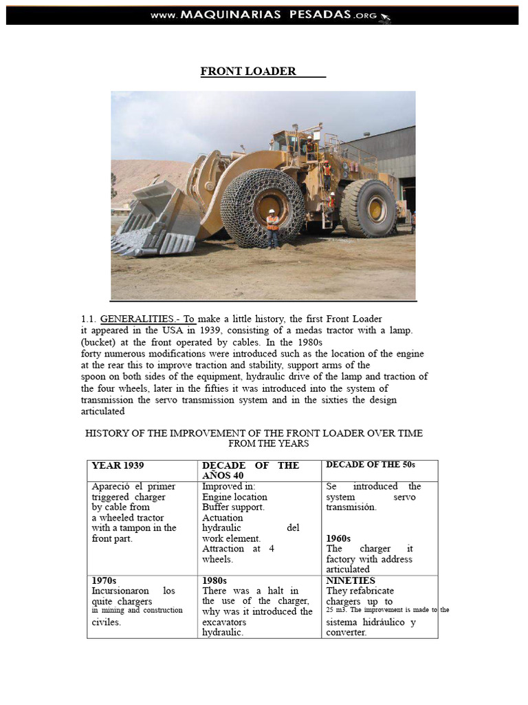 Front Loader History and Types Explained | PDF | Tire | Loader (Equipment)
