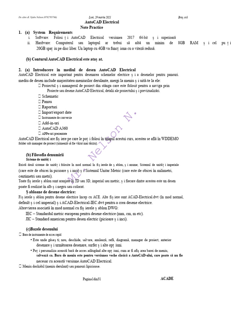 Note de Seminar Practice AutoCAD Electrical - EnG2101 | PDF