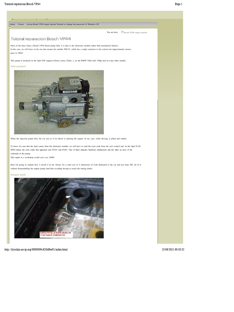 Bosch VP44 Diesel Pump Repair Guide | PDF | Fuel Injection | Internal ...