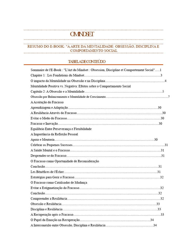 Mentalidade, Obsessão e Disciplina | PDF | Aprendizado | Resiliência ...