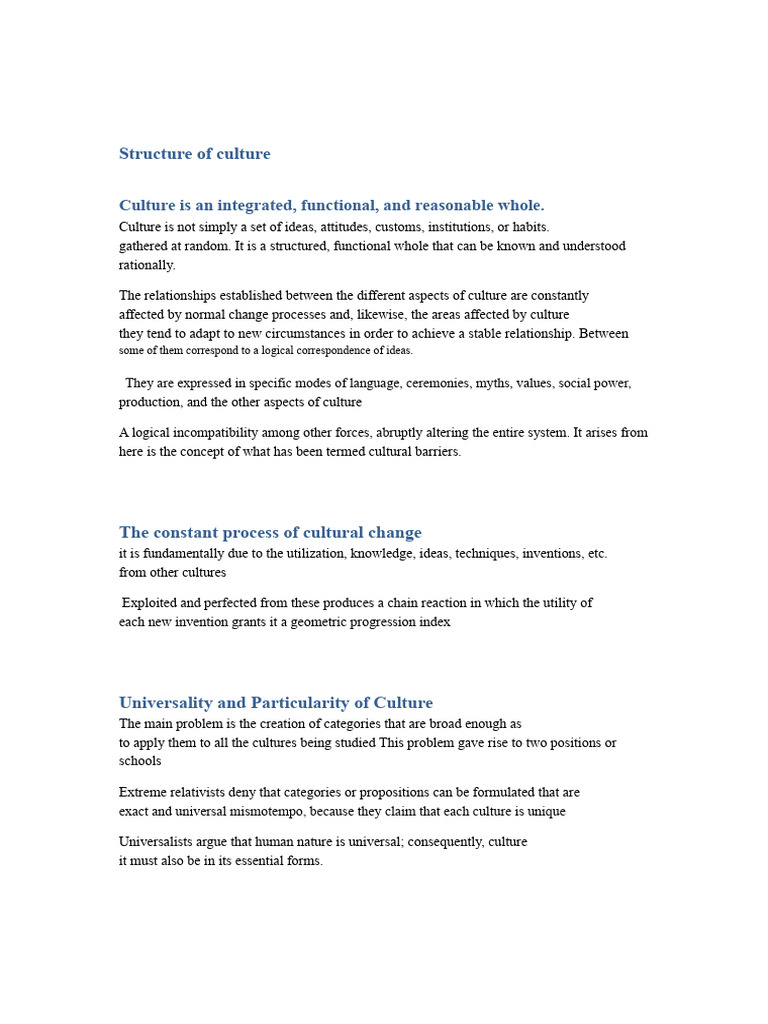 Structure of Culture | PDF | Behavioural Sciences | Liberal Arts Education