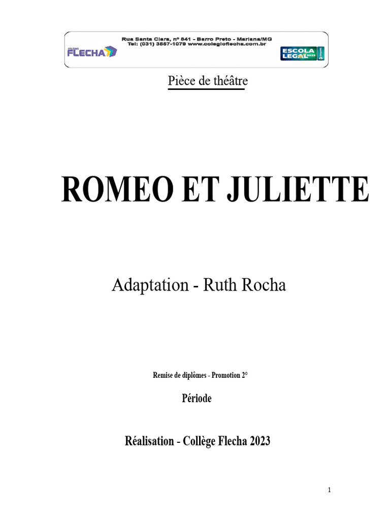 Adaptation de Roméo et Juliette au Collège Flecha | PDF | Lumière ...