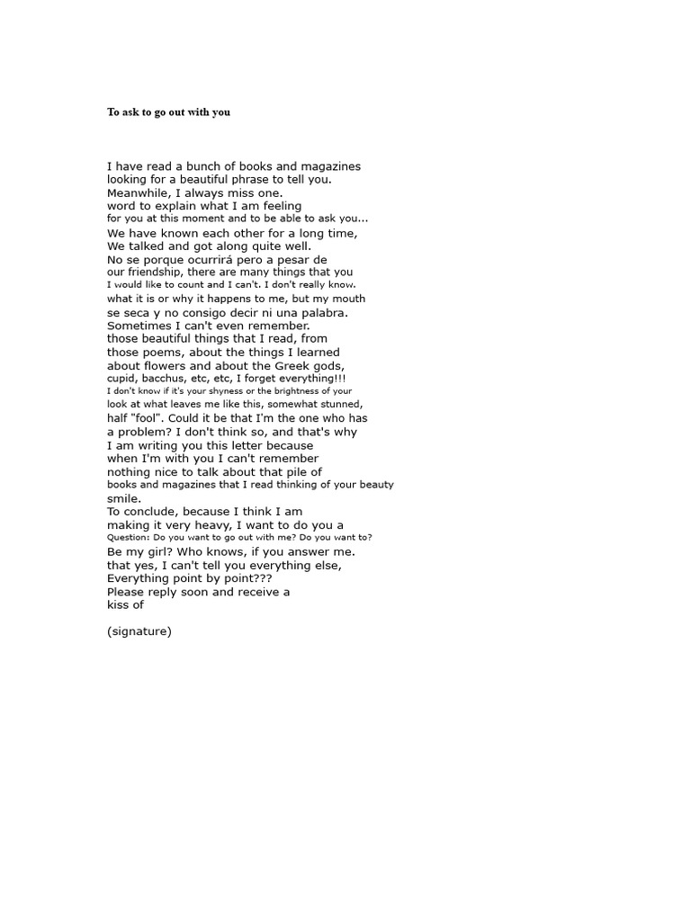 To Ask To Go Out With You | PDF