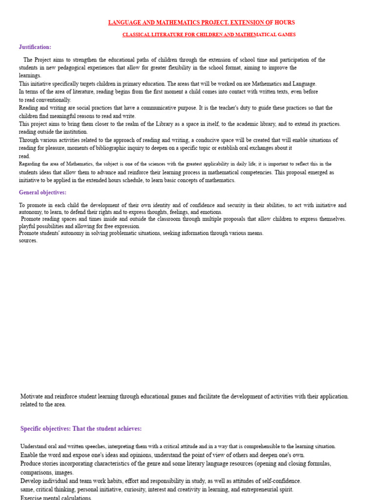 Language and Math Project for Kids | PDF | Thought | Literacy