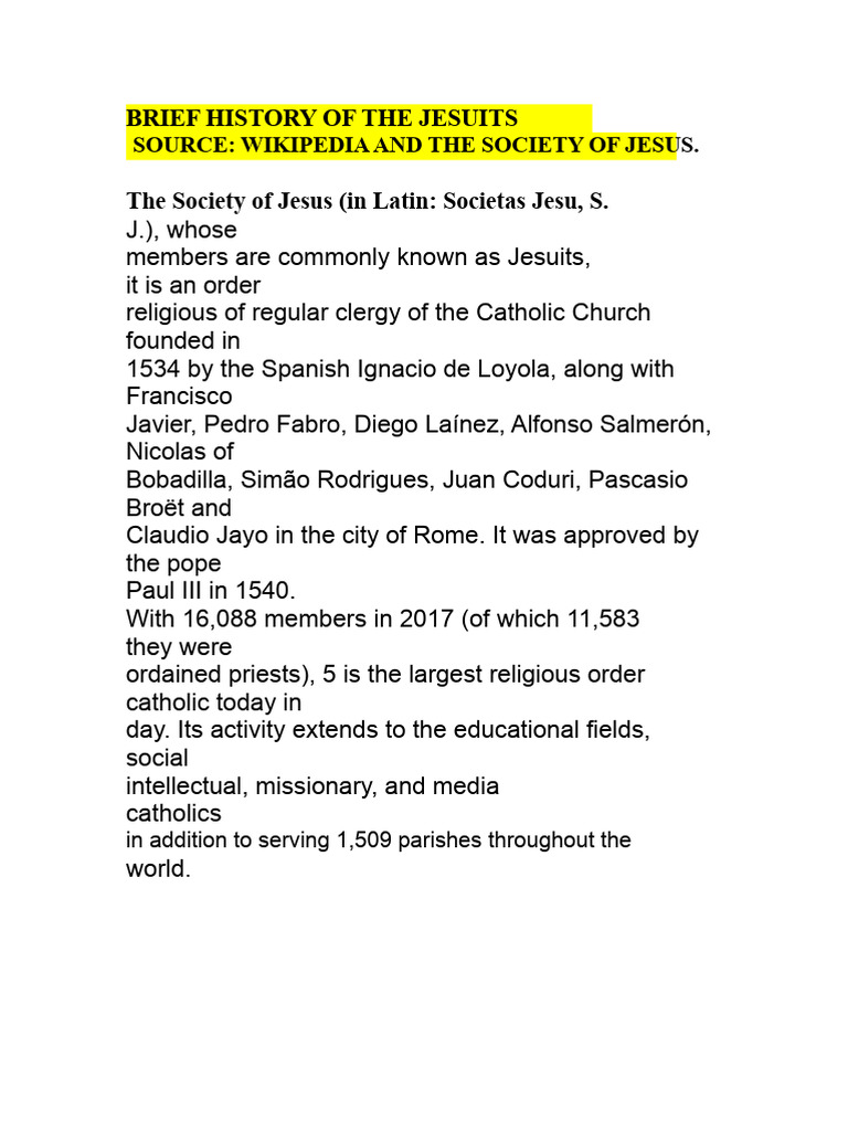 History of the Jesuits: Origins and Impact | PDF | Ignatius Of Loyola