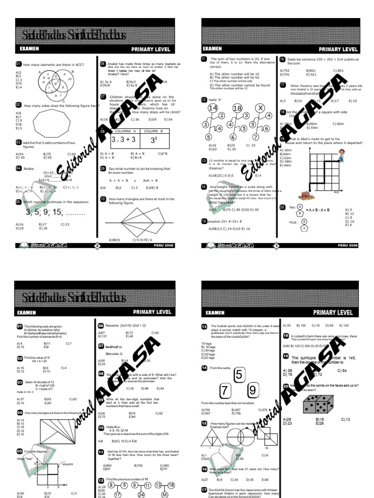 National Math Rally Primary Level Questions | PDF | Mathematics