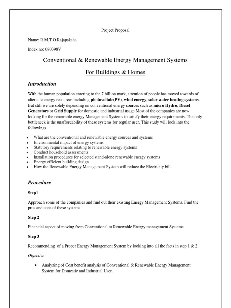 RMTO Project Proposal | PDF | Energy Management | Renewable Energy