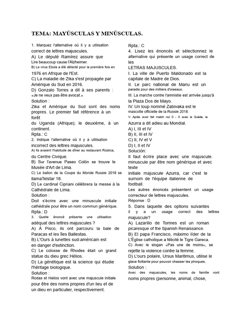 Utilisation correcte des majuscules et minuscules | PDF | Écriture ...