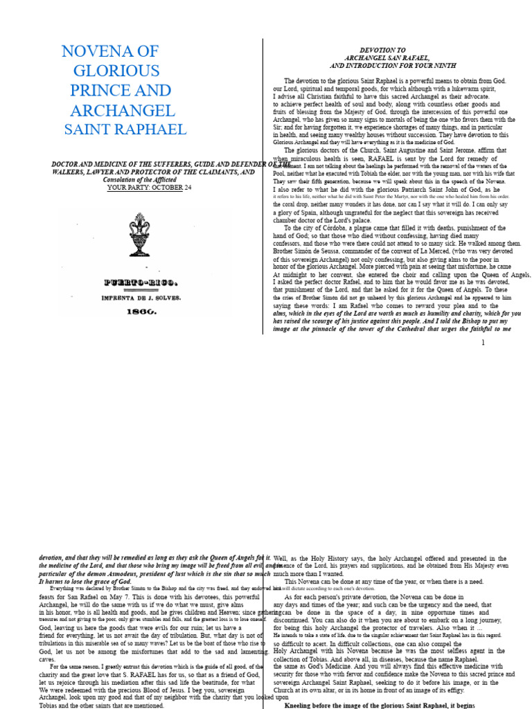 Devotion and Novena to Archangel Raphael | PDF | Glory (Religion) | Prayer