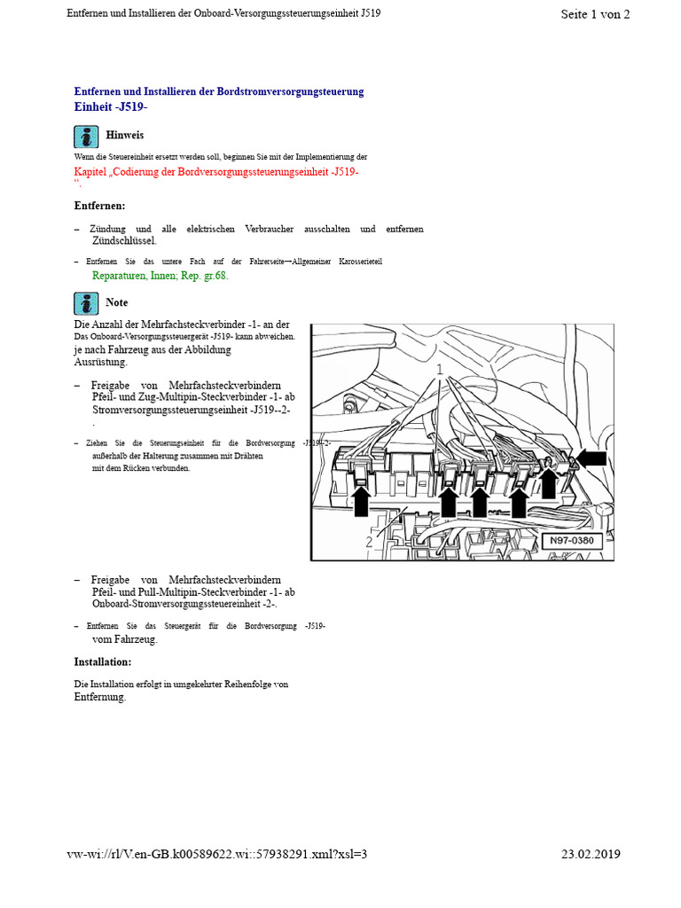 Entfernen Und Installieren Der Bordversorgungssteuerungseinheit - J519 ...