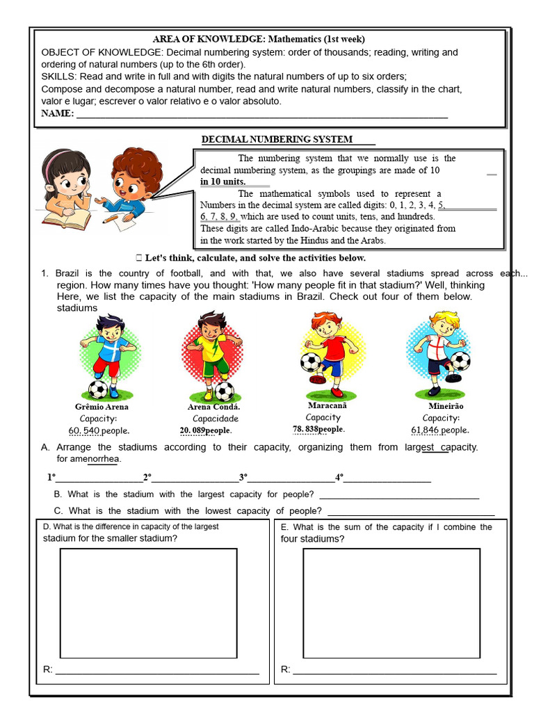 Mathematics Activity - 5th Grade | PDF | Numbers | Natural Number
