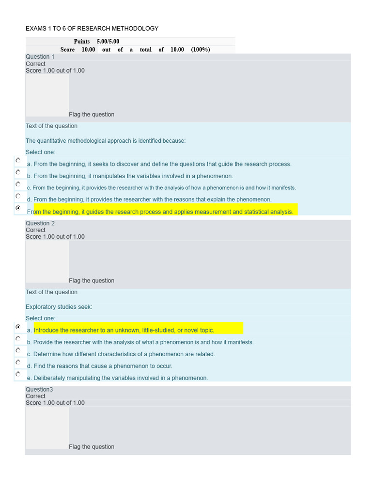 Research Methodology Exam Questions | PDF | Validity (Statistics ...