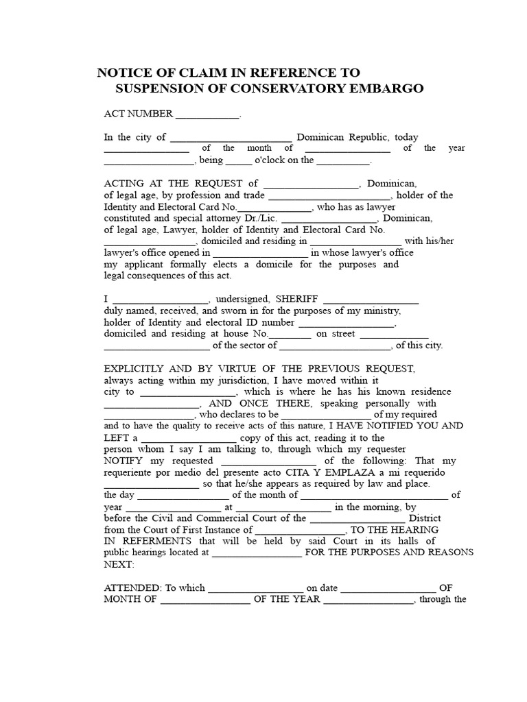 Notification of Lawsuit Regarding Suspension of Conservatory Embargo ...