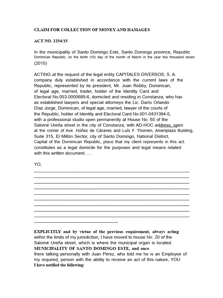 Claim For Collection of Monies and Damages | PDF | Justice | Crime ...