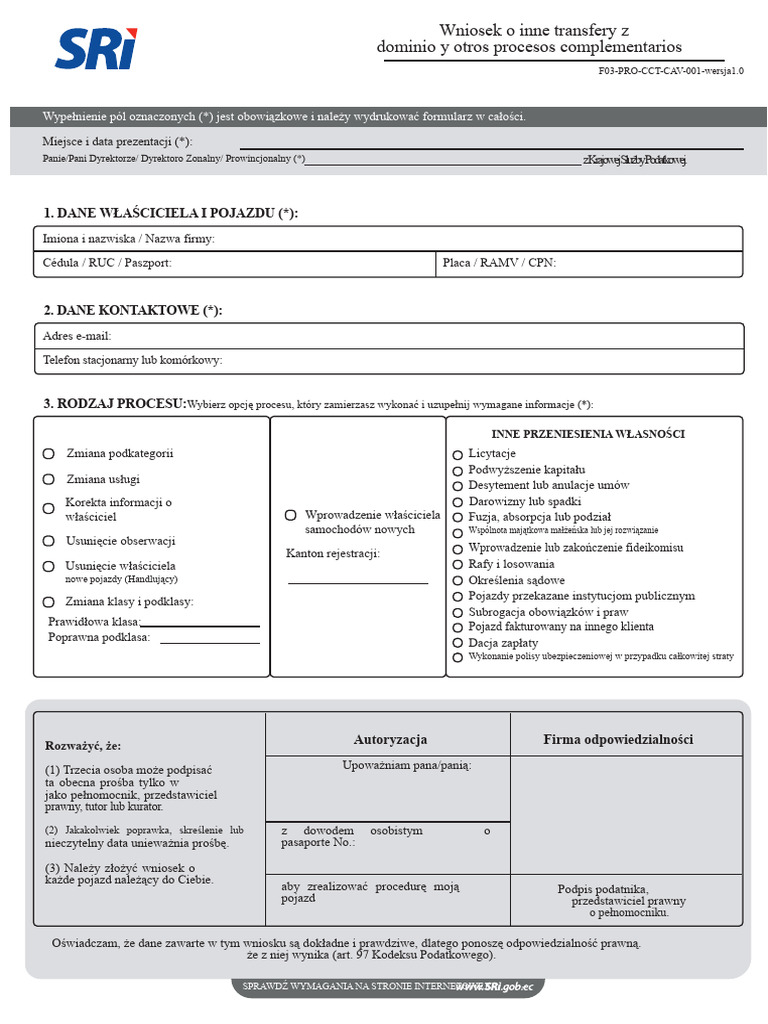 Formularz Veh-03 | PDF