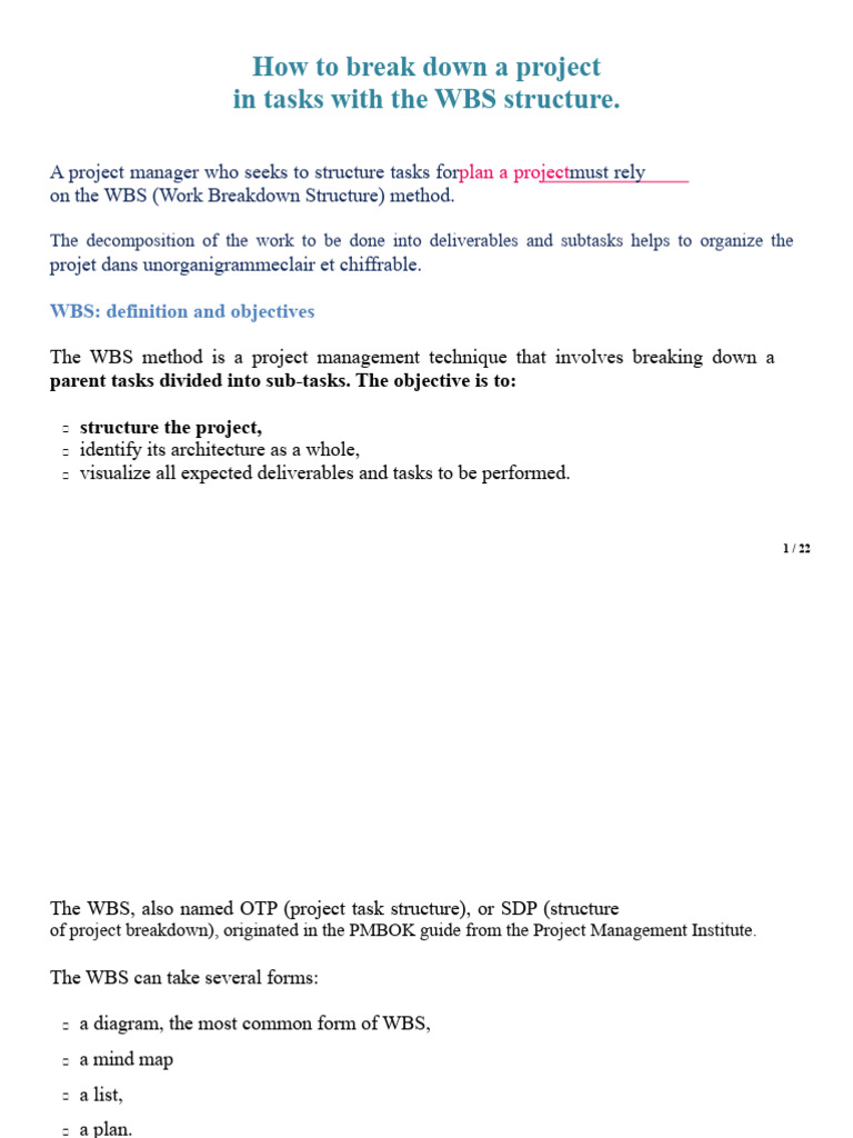 02 Cutting Project Structure WBS | PDF | Project Management