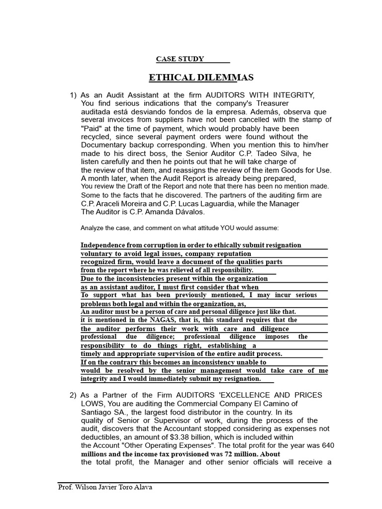 Ethical Dilemmas in Auditing Practices | PDF | Audit | Auditor's Report
