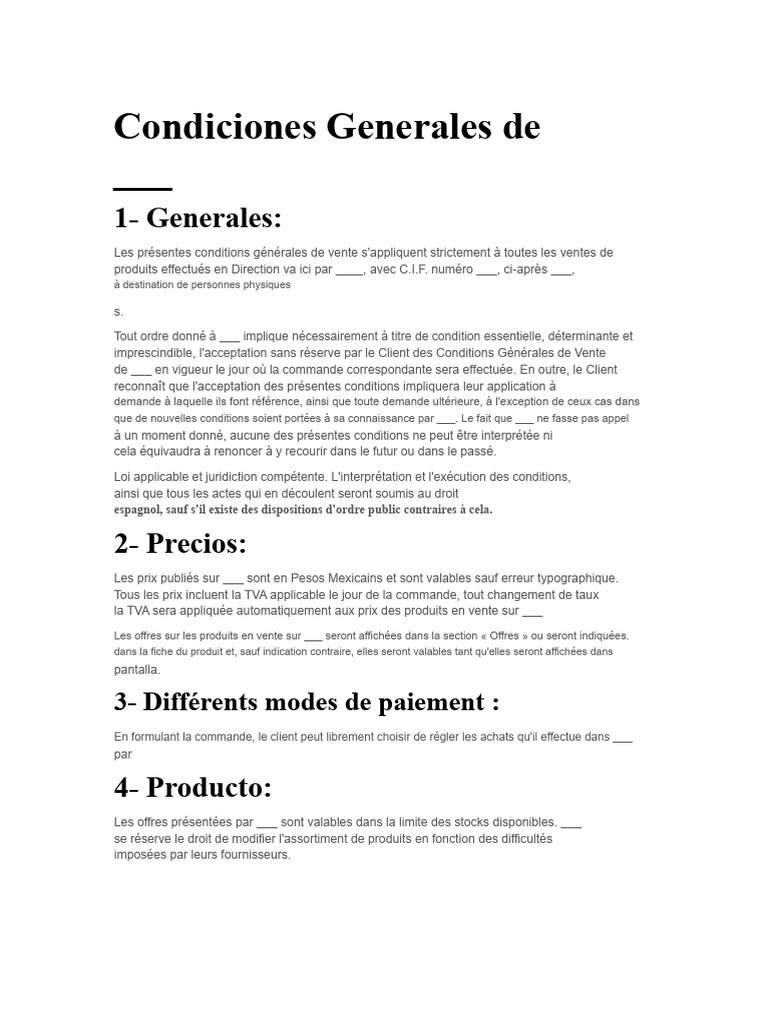 Conditions Générales de Vente et Retours | PDF | Taxe sur la valeur ajoutée