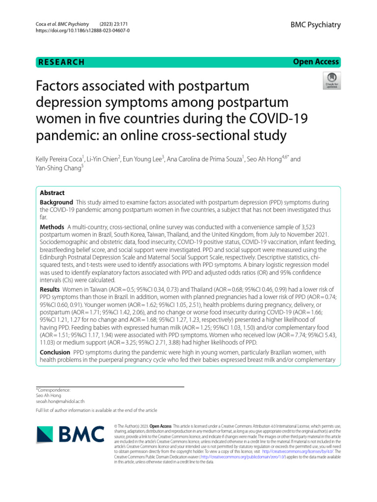 s12888 023 04607 0 | PDF | Postpartum Depression | Postpartum Period