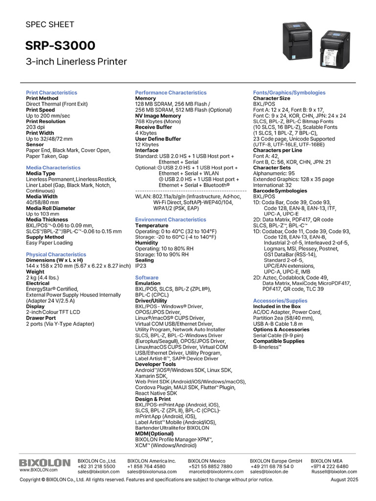 Bixolon SRP s3000 | PDF