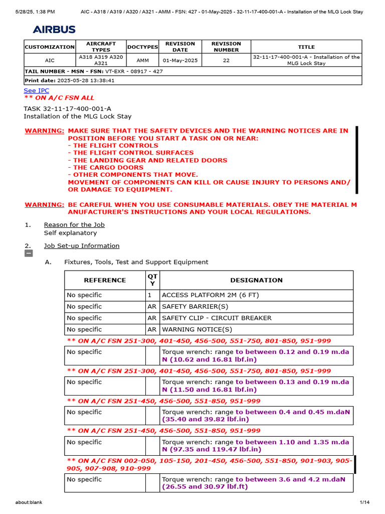 MLG Lock Stay Installation Guide | PDF | Landing Gear | Aviation