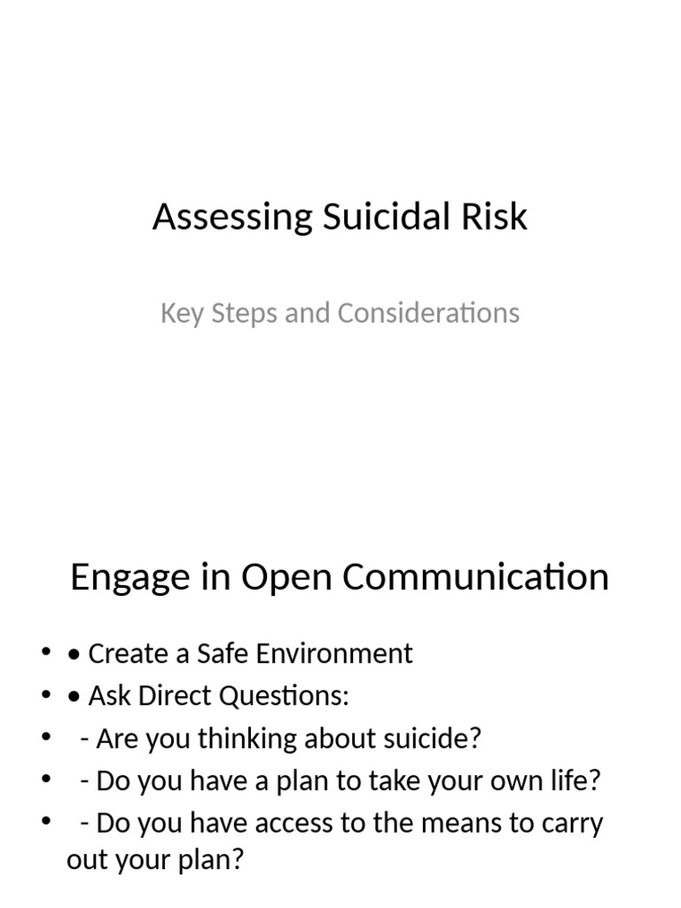 Assessing Suicidal Risk: Key Steps Guide | PDF