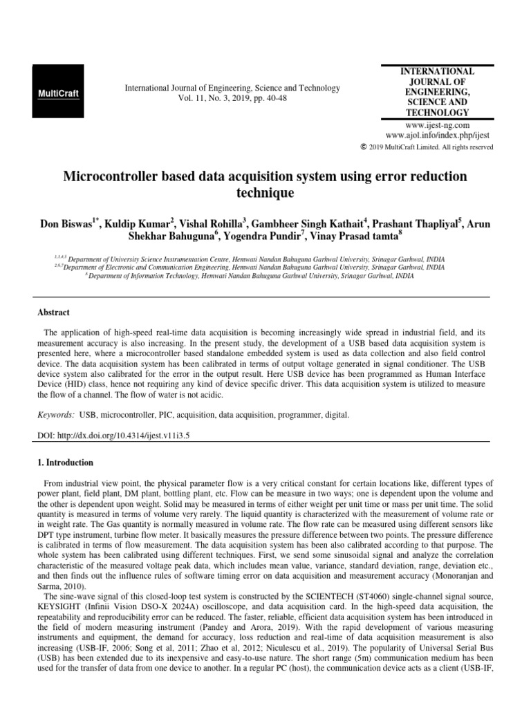 Microcontroller Data Acquisition System | PDF | Flow Measurement ...