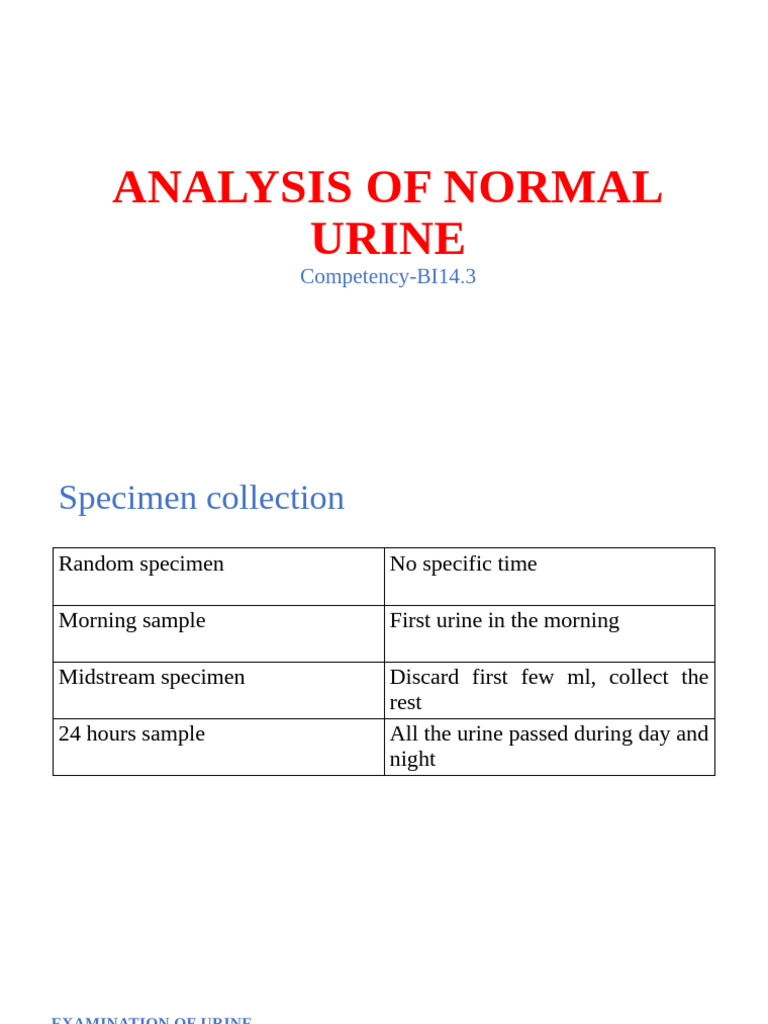 Normal Urine Analysis Guide | PDF | Urine | Urea