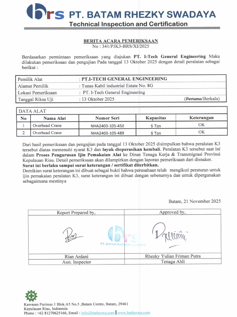 341-BAP-PT - Itech General Engineering | PDF