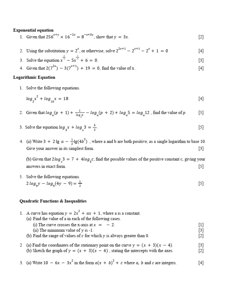 Exponential and Logarithmic Equations Solutions | PDF | Discrete ...