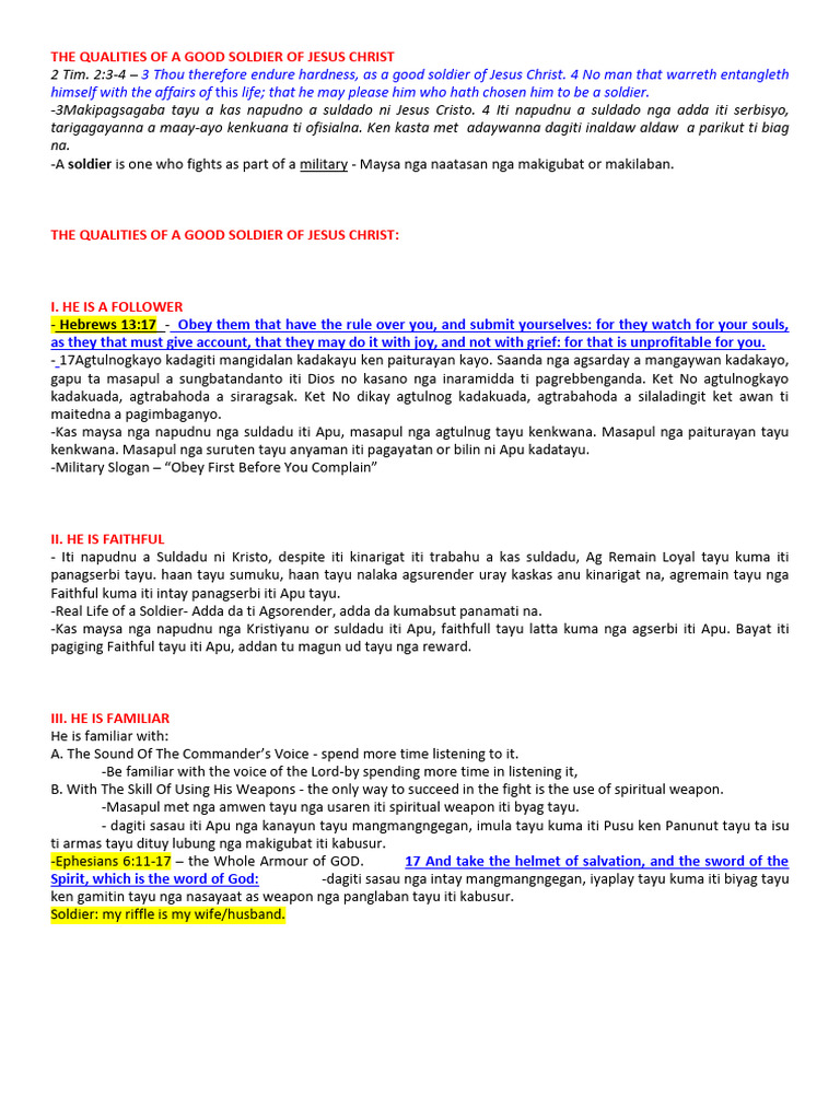 Qualities of A Good Soldier | PDF