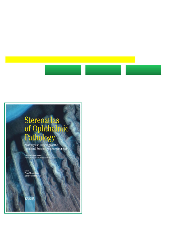 Stereoatlas of Ophthalmic Pathology Anatomy and Pathology of The ...