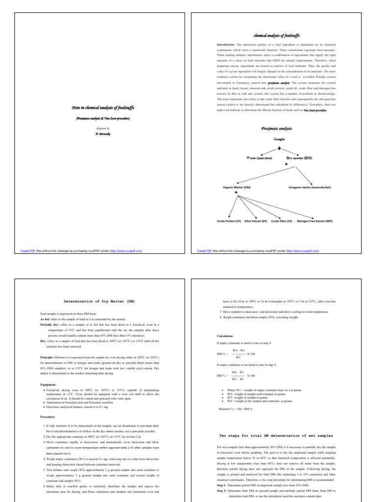 Chemical Analysis of Feedstuffs Guide | PDF | Chemistry | Chemical ...