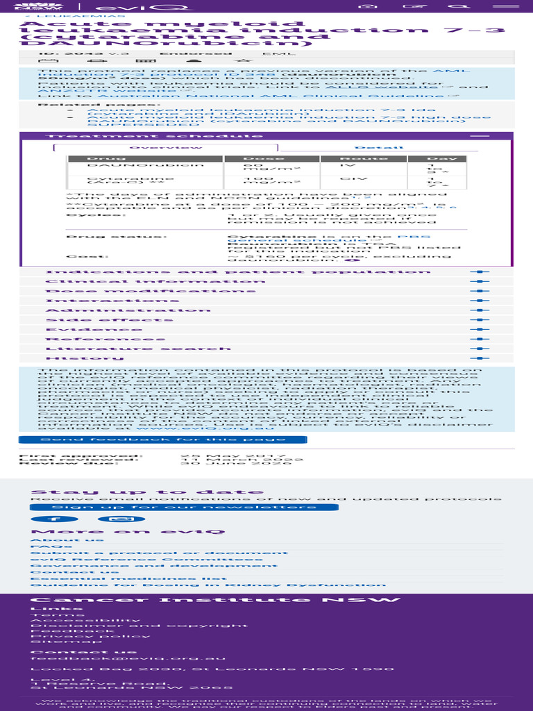 AML Induction 7-3 Protocol Overview | PDF | Leukemia | Radiation Therapy