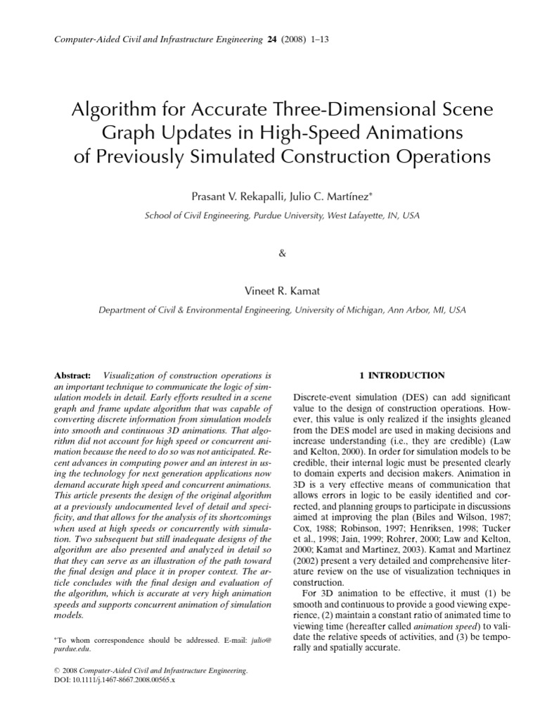 3D Animation Algorithm for Construction Simulations | PDF | Frame Rate ...
