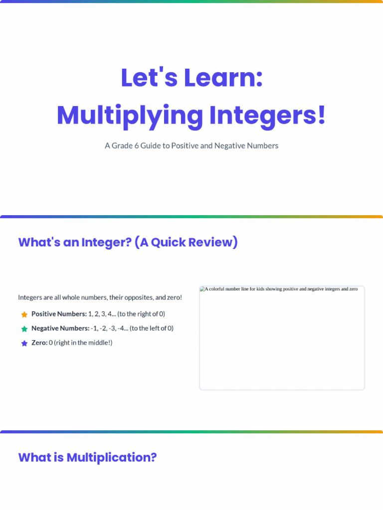 Multiplying Integers (Grade 6) | PDF
