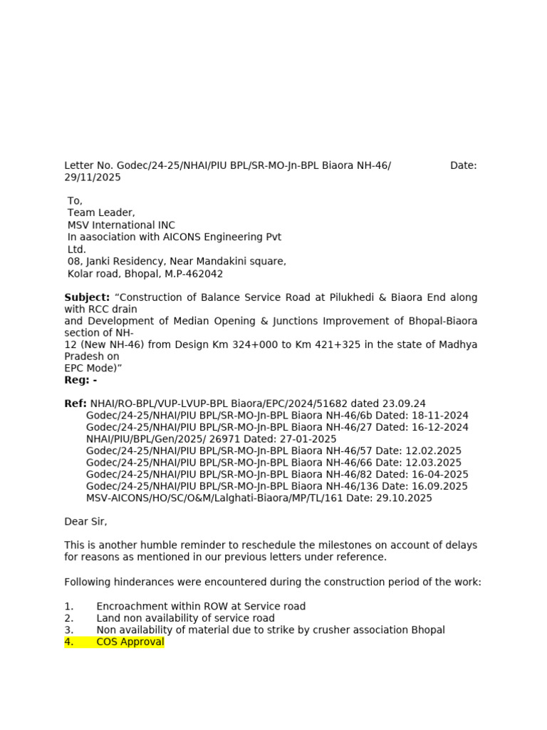 Draft Latter for Pilukhedi Cos and Land Aquation[1] | PDF