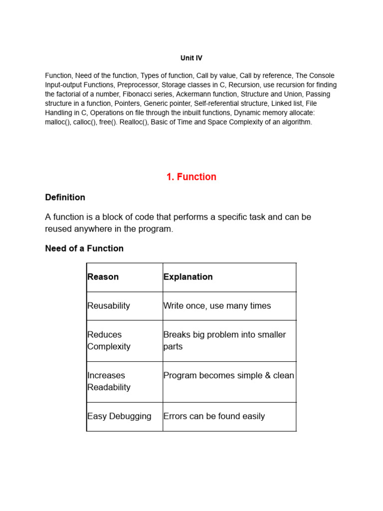 C Programming Functions and Concepts | PDF | Pointer (Computer ...